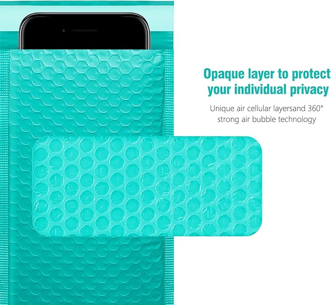 HBlife 25Pcs Bubble Mailers, 8.5x12 Inches Self Seal Teal Poly Mailers, Padded Envelopes Shipping Bags Packaging for Small Business