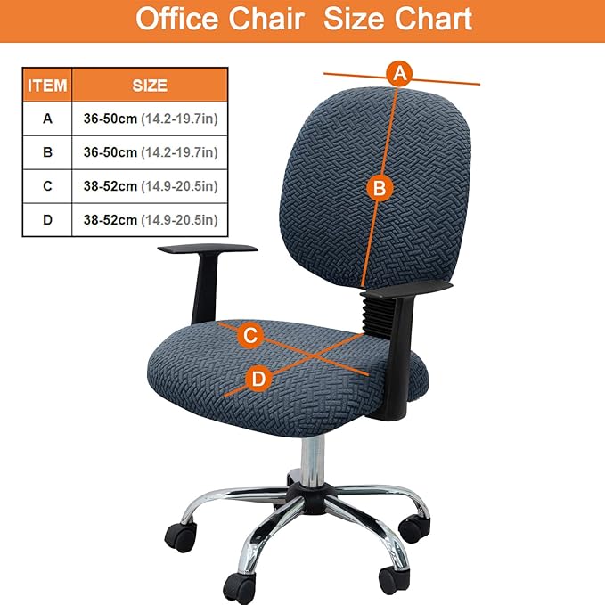 MIFXIN Stretch Computer Office Chair Covers 2 Piece Jacquard Elastic Slipcovers Furniture Protector for Rotating Computer Chairs, Backrest Cover & Seat Cover, NO Chair (Grey Blue)