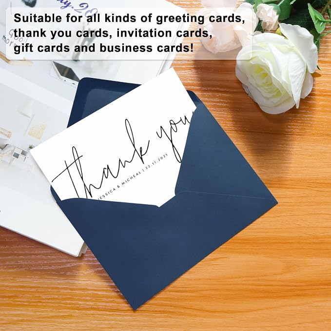 200 Pack A7 Envelopes, Navy Blue Greeting Card Envelopes Self Seal, 5.24 x 7.24 in Envelopes for Birthday Graduation Baby Shower Wedding Invitation Cards