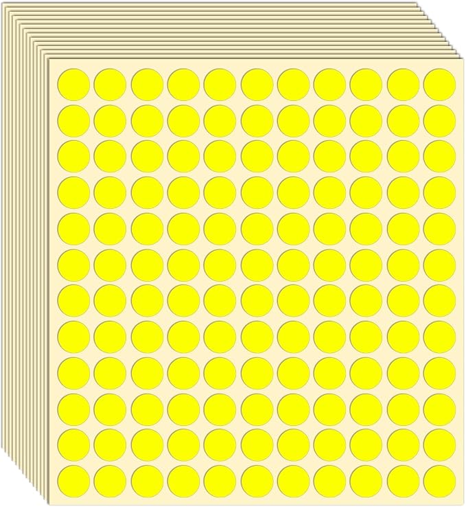 1980 Pcs Yellow Dot Stickers 1/2 Inch Color Circle Round Stickers Small Code Labels for Office Shop Yard Sale Home Marking (Yellow, 1/2" (13mm))