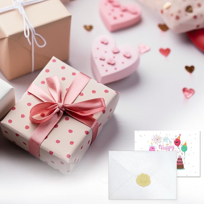 100 Pack Mini Pearl White Envelopes, 4 x 2.75" Shimmer Gift Card Envelopes, Gift Card Holder, Small Business Card Envelopes for Invitations, Wedding, Birthday Party, Baby Shower