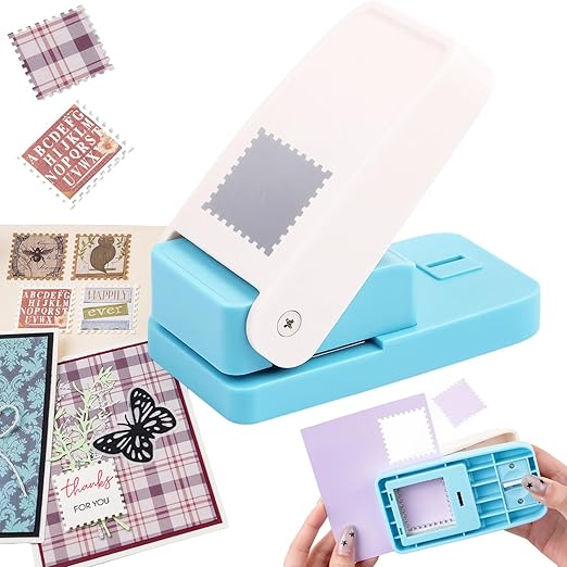 Square Stamp Punch, 1.5 inch Stamp Punch, Large Square Postage Stamps Puncher, Lever Paper Punches for Crafting, Stamps Hole Punches, SquarePaper Puncher Shapes for Crafting DIY Scrapbooking