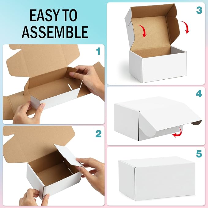 Shipping Boxes 6x4x3 inches, Small Boxes for Packaging 25 Pack | Small Mailing Boxes, White Cardboard Corrugated Box Mailers, Boxes for Packaging Small business