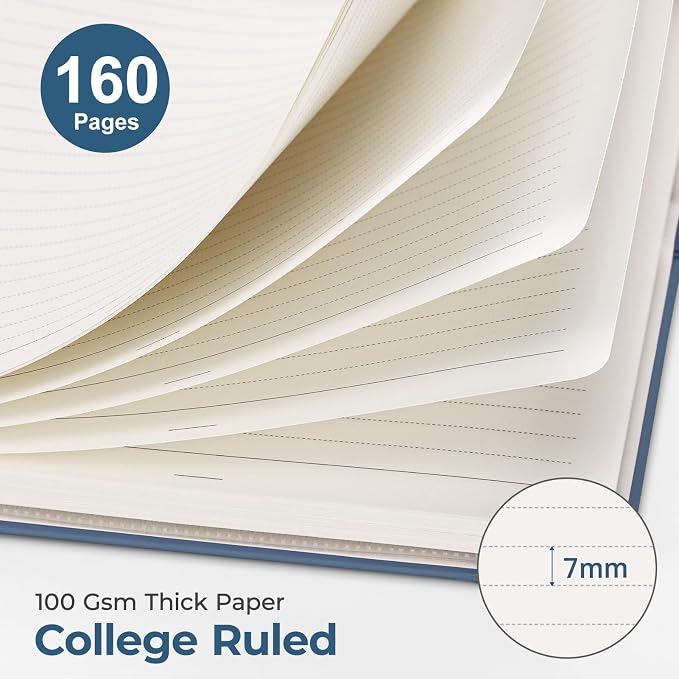 AHGXG Spiral Journal Notebook, 160 Lined Pages, A5 Size (5.7'' x 8.3'') | for Men & Women, Journaling, Writing, Work & Office, Hardcover, 100 GSM Thick Paper (Navy blue)