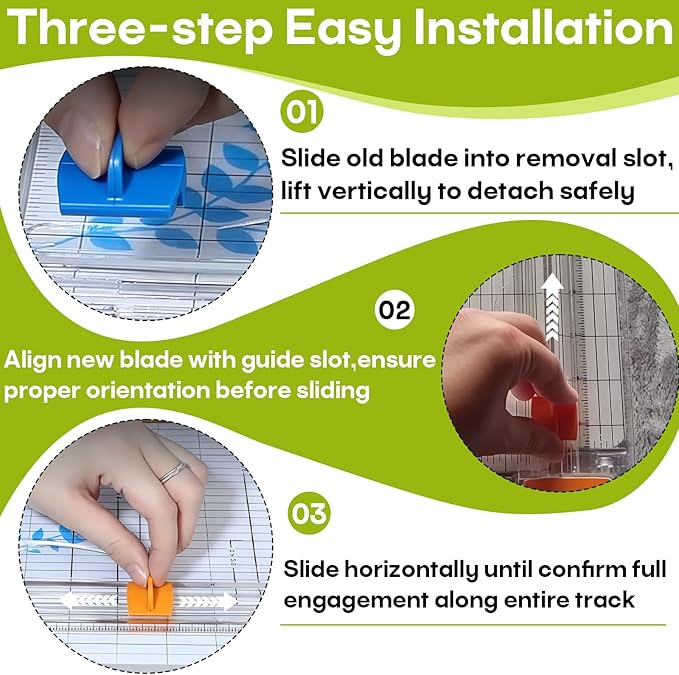 9-Pack 157400-1001 Titanium TripleTrack Blades Replacement for Fiskars SureCut & Precision Paper Trimmer | Compatible with Style, 12" Portable Craft Paper Cutter (Relace Model 196870-1005)