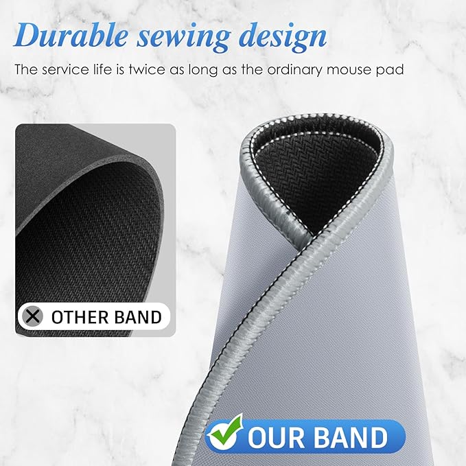 Round Mouse pad, high-end Texture, Sewn Edge Design, Anti-Slip Rubber Base. 8.6 x 8.6 inches (Grey)