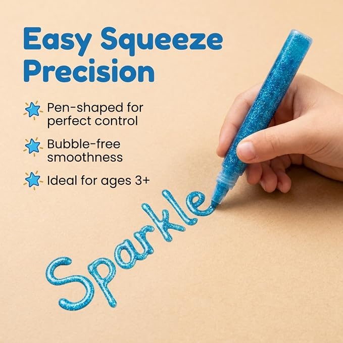 Tassel Toppers Non Toxic Washable Glitter Glue Stick Set, Quick Drying Color Spot Glue, Art Glitter Adhesive for Kids Crafts, Grad Caps Decorating Supplies, Creative School Projects - 10 Pack