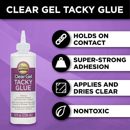 Aleene's Clear Gel Tacky Glue for Crafts, Nontoxic, Applies and Dries Clear, 8 fl oz (Pack of 2)