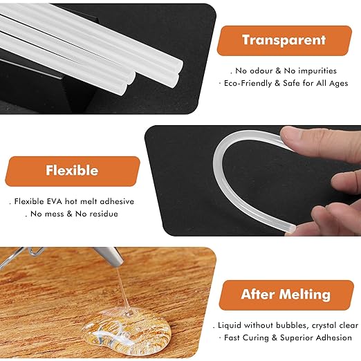 50 Pcs Clear Mini Glue Sticks 0.27” x 4” Long Hot Melt Adhesive Glue Sticks Multipurpose for DIY Art Craft Sealing Repair Festival Decor Sticky Projects