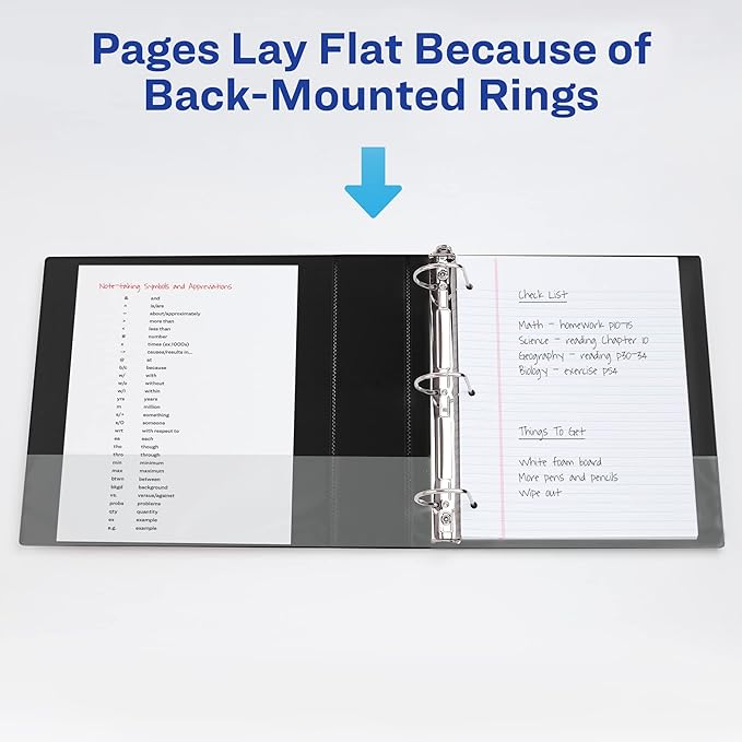 Avery Heavy-Duty View 3 Ring Binder, 2" One Touch Slant Rings, 530-Sheet Capacity, 2.8 Inch Wide Spine, Great for Home, School Supplies, Office, or Organization Needs, 1 Black Binder (05500)