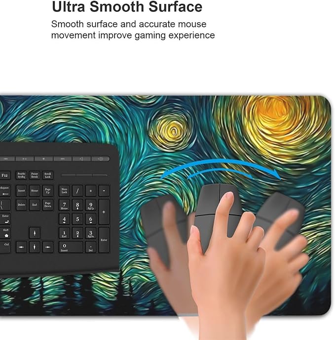 XXL Gaming Mouse Pad 35.4 x 15.7 Inch, Large Desk Mousepad | Mousepad with Starry Sky Design, Non-Slip Rubber Base, Water-Resistant Surface and Stitched Edges for Gaming, Office & Home