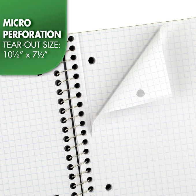 Mead Spiral Notebook, 1 Subject, Graph Ruled Paper, 7-1/2" x 10-1/2", 100 Sheets, Blue (05676AY7)