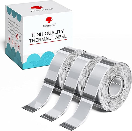 Phomemo D30 Thermal Label, self-Adhesive Transparen Label,14mm * 30mm(1/2"*1 1/8"), Compatible with PhomemoD30 Labels Printer, 210 Labels/roll, 3 Rolls (Transparent Paper)