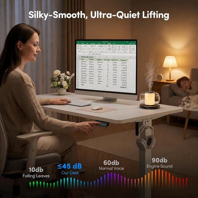 FEZIBO Standing Desk 32 × 19 Inch Electric Height Adjustable, White | Sit and Stand Up Adjustable Desk, Home Office Computer Desk with 3 Customizable Memory Presets