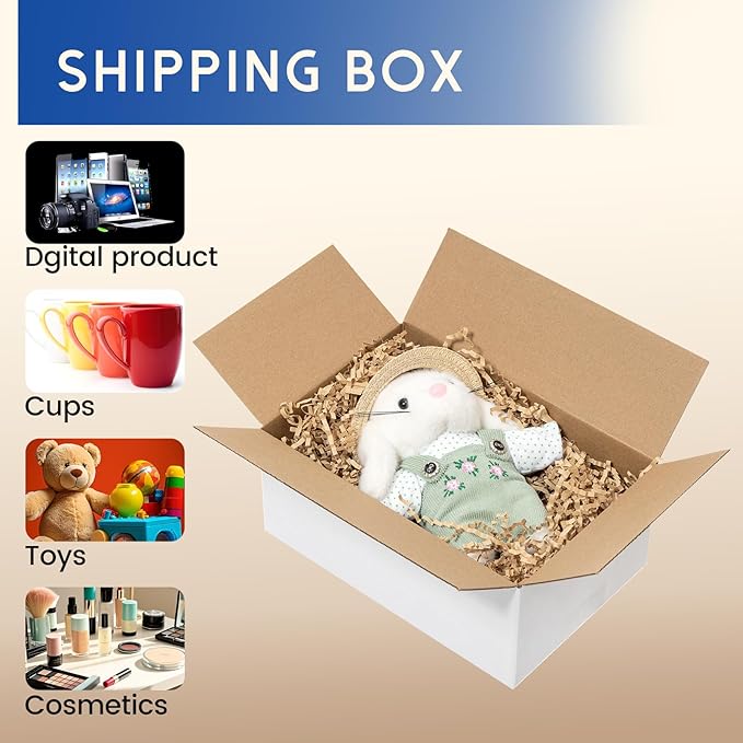 9x6x4" Shipping Boxes 50 Pack - Small Corrugated Cardboard Mailing Box Packaging for Small Business - White Mailer Packing Supplies