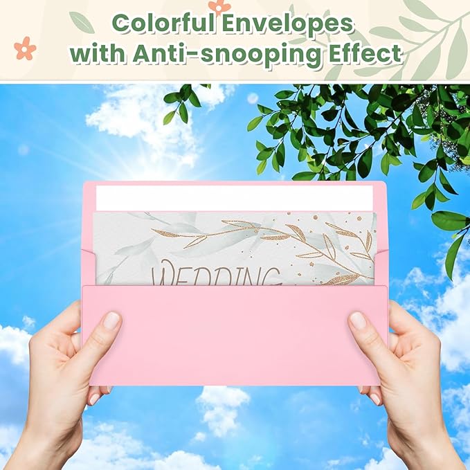 Colorful #10 Business Envelopes Self Seal 50 Pack, Colored Envelopes Letter Size, Standard Mailing Envelope for Office, Checks, Letters, Invoices, Statements, Wedding, 4-1/8 x 9-1/2 inch