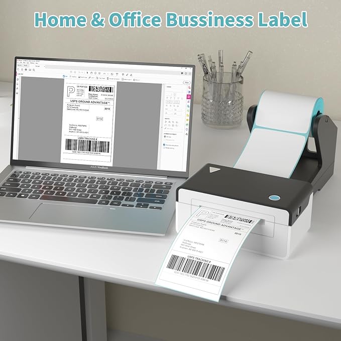 FungLam 2 Rolls 4x6 Direct Thermal Printer Labels 500 Shipping Labels Compatible with Zebra, Rollo Label Printer, Peforated Postage Thermal Labels, Permanent Adhesive, 250 Labels/Roll