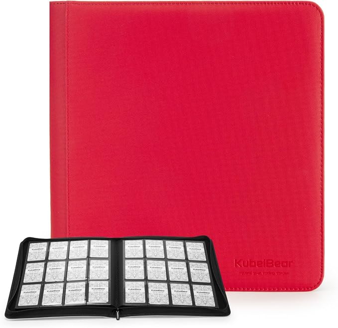 Card Binder – 720 Capacity, Zippered Trading Card Holder for MTG, Sports & Collectible Cards – Acid-Free, Durable & Travel-Friendly Storage (Red dots, 12 Pocket)