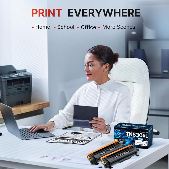 TN830XL TN830 Compatible for Brother TN830XL Toner Cartridge TN830XL TN830 | Toner to use with Brother DCP-L2640DW HL-L2460DW HL-L2480DW HL-L2400D HL-L2405W MFC-L2820DWXL MFC-L2820DW Printer (2 Black)