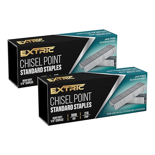 Staples Standard 2 Pack, Heavy Duty Chisel Point Standard Staples for Stapler 10,000 Pack 1/4 Inch, Jam Free Stapling