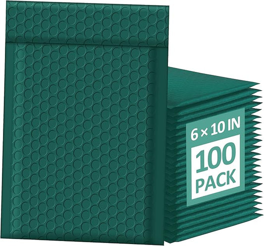 Famagic Bubble Mailers 6x10 Inch 100pc Ultramarine Green Shipping Bags, Chic Packaging Bags For Small Business, Colored Padded Mailing Envelopes, Opaque Matte Self Seal Bubble Poly Mailers Bulk #0