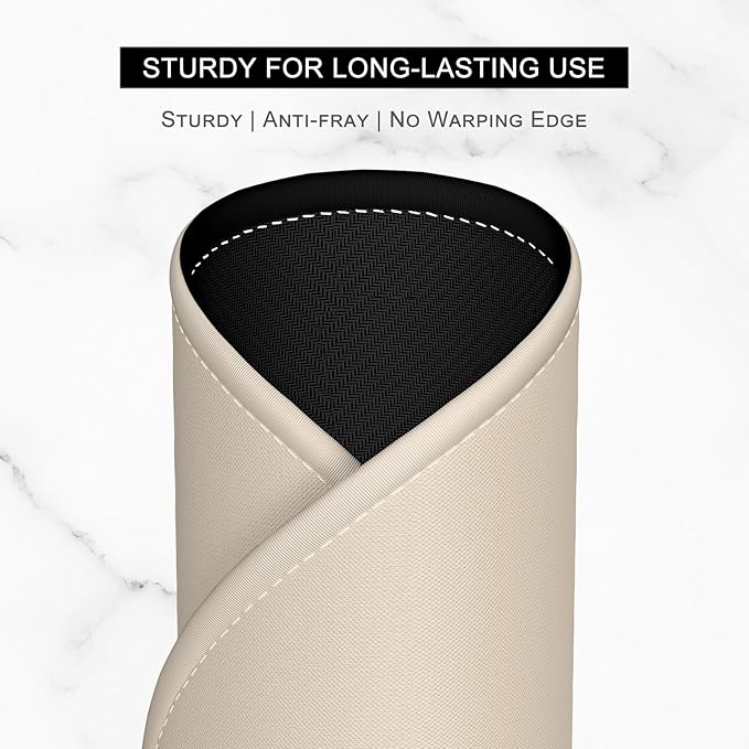 Hsurbtra Mouse Pad, Premium-Textured Small Round Mousepad 8.7 x 8.7 Inch Beige, Stitched Edge Anti-Slip Waterproof Rubber Pretty Cute Computer Mat for Office Home Gaming Laptop Men Women Kids
