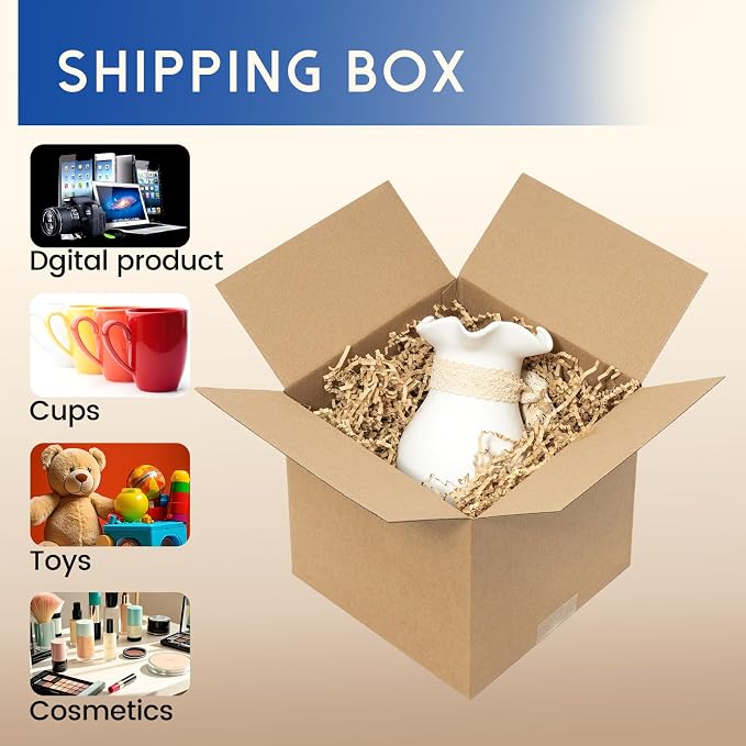 Mefleet 8x8x8" Shipping Boxes 25 Pack Corrugated Cardboard Square Box Brown | 3 Layers, Bulk quantity, Packaging for Small Business, Mailer Mailing Packing Supplies