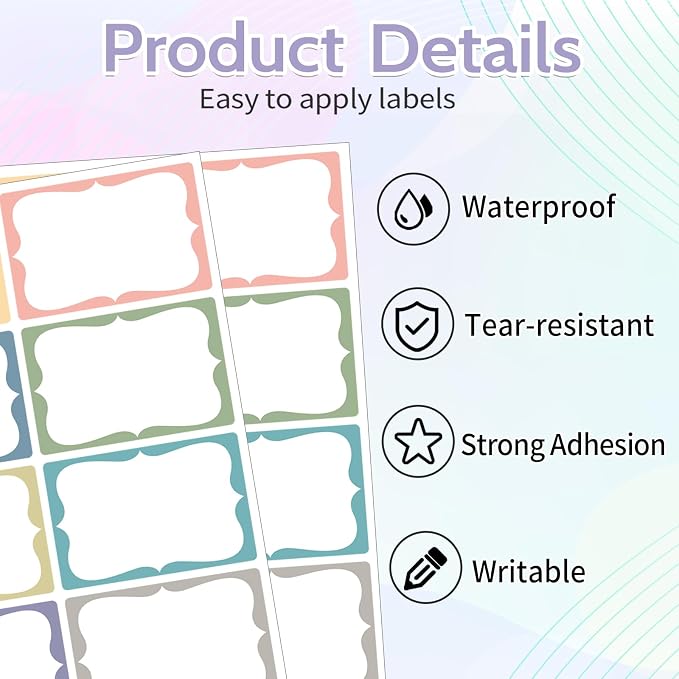 Starboling Name Tag Stickers, 200 Pcs 3"x2" Multicolor Plain Labels With Colorful Border for Office, Meeting, School and Home