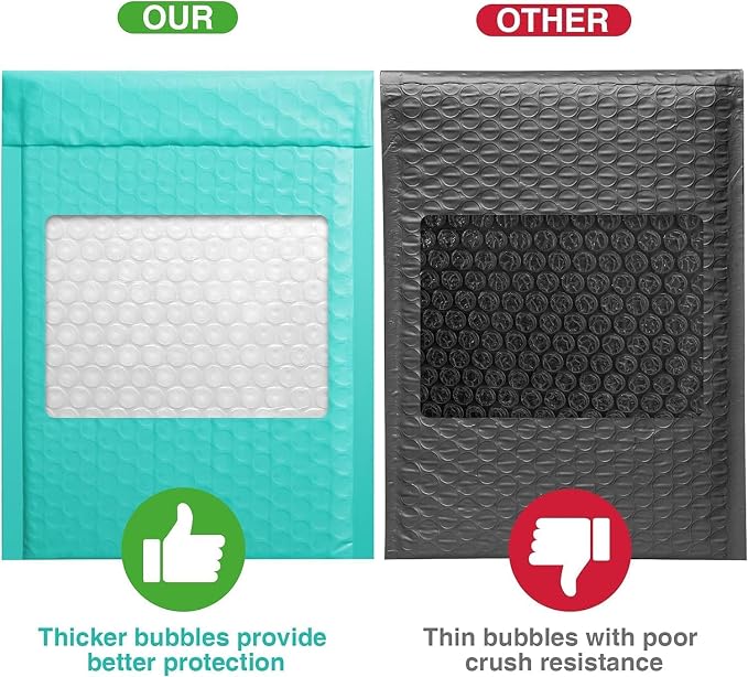 Metronic Bubble Mailers 4x8 Inch 4000 Pack Teal Waterproof Bubble Mailer | Usable Size 4x7" Padded Envelopes Self Seal, Cushioning Poly for Packaging, Shipping, Mailing, Small Business Supplies