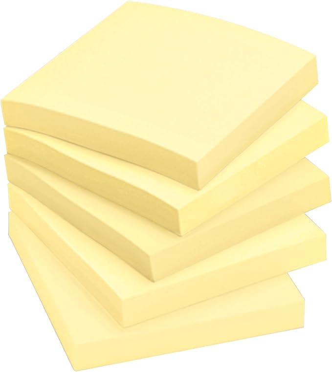 Post-it Notes 3x3 in, 12 Pads, America's #1 Favorite Sticky Notes, Canary Yellow, Clean Removal, Recyclable (654)