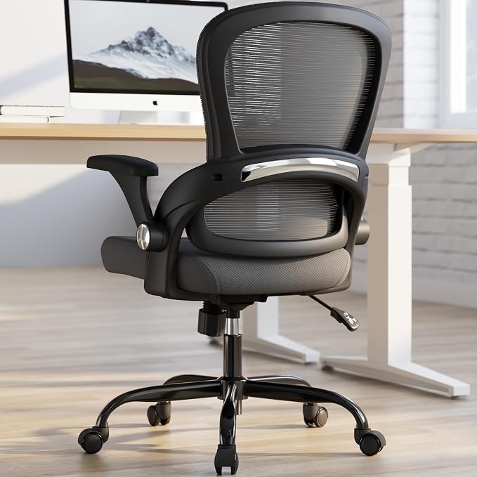 TRALT Office Chair - Ergonomic Office Chair with Back Support for Adults | Home Office Desk Chair with Lumbar Support - Ergonomic Mesh Chairs 330 lb Wide Seat for Work, Office, Gaming(Black Grey)