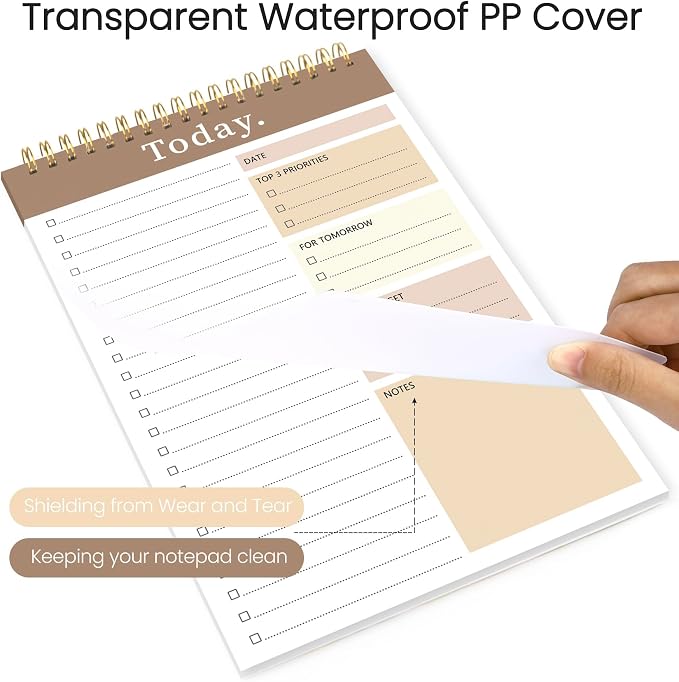 To Do List Notepad - Undated Daily Planner for Work and Goal Achievement | 52 Sheets, Large Writing Space, Ideal for Home, Office & School, Perfect for Daily Planning & Staying Organized, Khaki