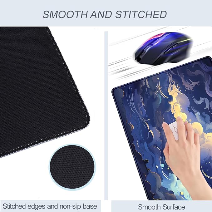 Pastel Large Mouse Pad Blue Desk Mat Aesthetic Sky Kawaii Gaming Mouse Pad XXL Keyboard Computer Mat Cute Desk Decor Office Gift 31.5 X15.7 in