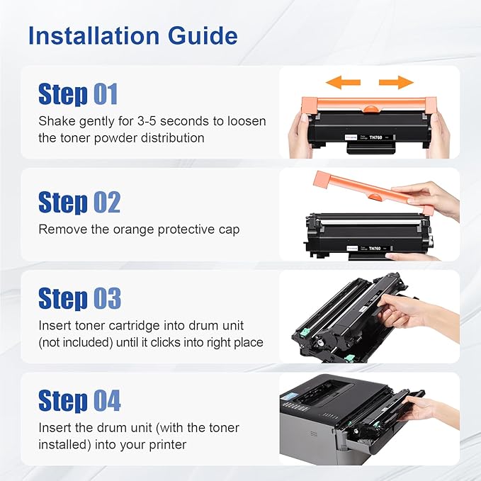 TN760 Toner Cartridge Black High Yield Replacement for Brother TN760 TN 730 TN-730/TN-760 Compatible for MFC-L2710DW DCP-L2550DW MFC-L2750DW HL-L2350DW HL-L2395DW HL-L2370DW Printer - 2 Pack