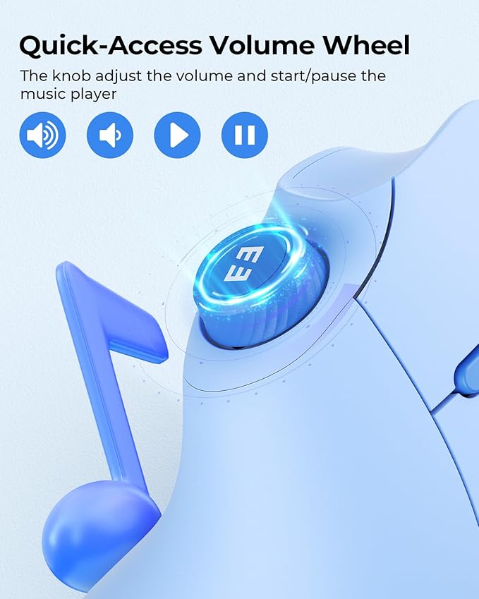 seenda Ergonomic Mouse Wireless, MOU-302 Bluetooth Vertical Mouse Rechargeable, Optical Mice with 1000/1600/2400 DPI, Volume Knob, 3 Multi-Device Connectivity for Computer/PC/Laptop/Mac, Blue