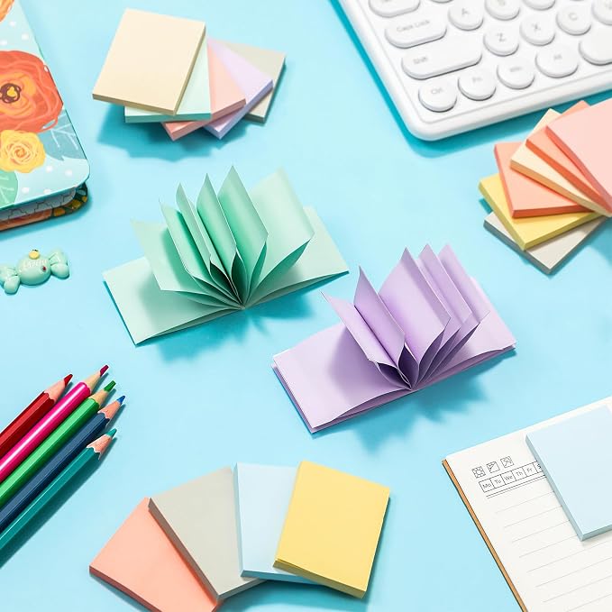 Fainne 120 Pads Sticky Notes Bulk 1.5x2,Simple Style,Pastel Color,120 Pads | Bulk Mini Posted Pads, 50 Sheets Each, Self Stick Memo Paper for Office School Notebook, Bright Assorted Colors