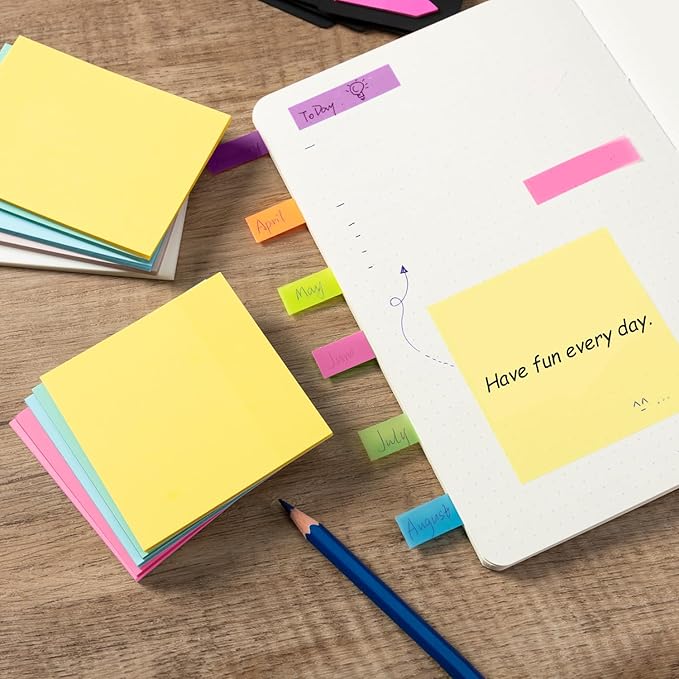 16 Pads Sticky Notes 3x3 Inches, Bright Colors Self-Stick Pads, Sticky Note Pads, Easy to Stick for Home, Office, Notebook