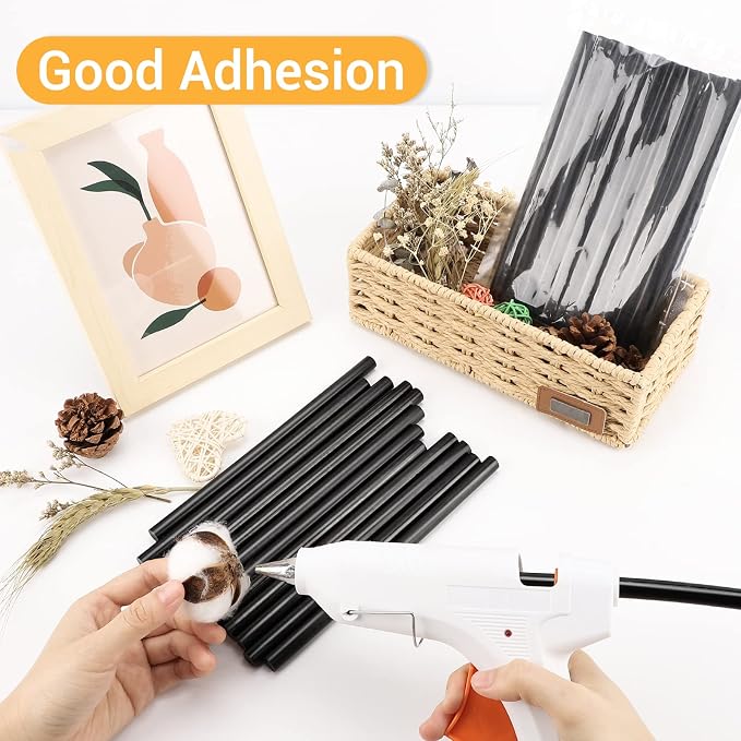Manarty Black Craft Glue Gun Sticks, 0.43" Dia x 8" Long Full Size Hot Melt Glue Sticks for Fabric Adhesive Glue Sticks for DIY, Decoration, Car Dent Repair, Gluing Project, Wax Seal Stamp, 24 PCS