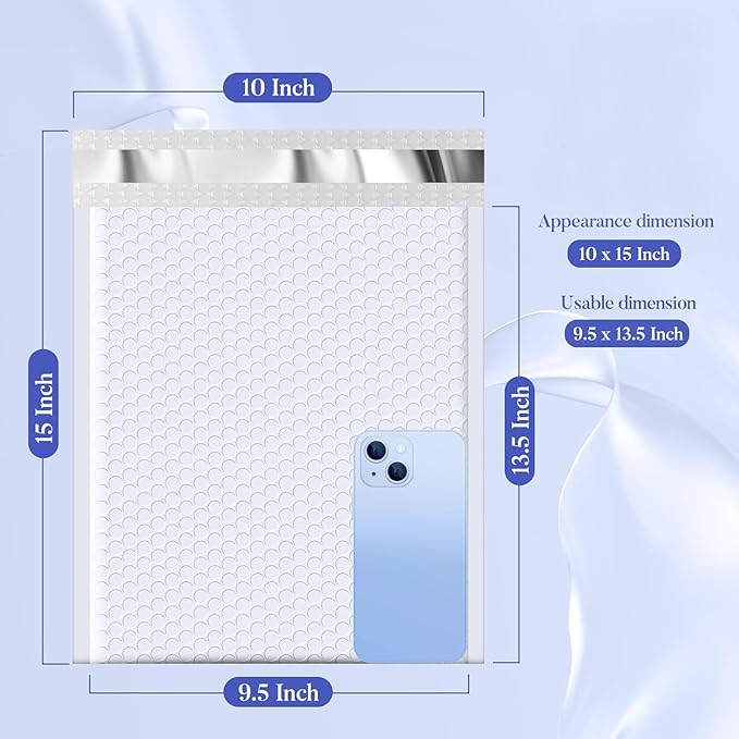 Fuxury Bubble Mailers 9.5x14.5" 250 Pack White Large Padded Envelopes Usable Size 9.5x13.5" Self Seal Bubble Envelopes Padded Mailers Shipping Bags for Mailing book Shirt Small Business #4