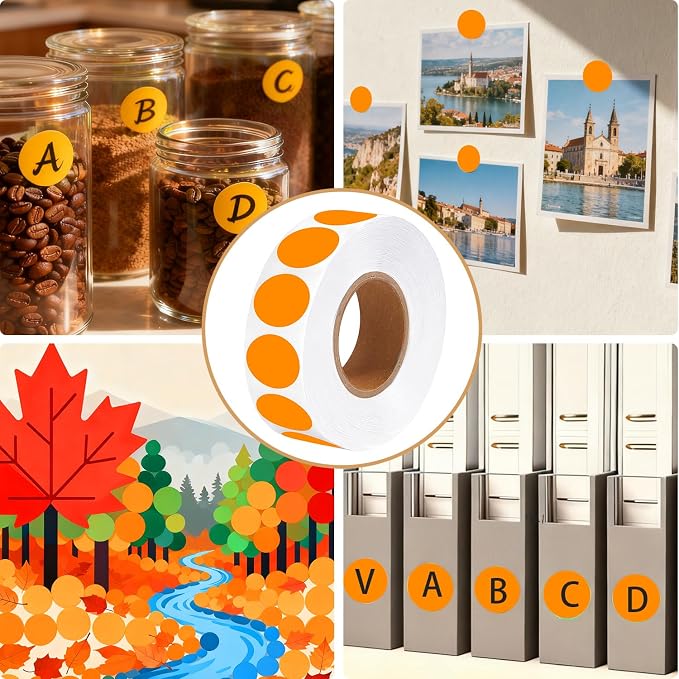 1000 Pcs Round Stickers 1 Inch Color Circle Dot Stickers Small Code Labels for Office Shop Yard Sale Home Classroom Marking (Orange, 1 inch)