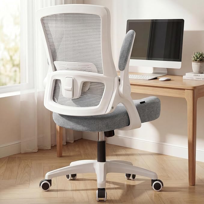 NEO CHAIR Office Desk Chair High Back Mesh Chair Adjustable Lumbar, Grey | Ergonomic High-Back Design with Breathable Mesh, Flip-Up Armrests, Comfortable Support for Home office or Computer Work
