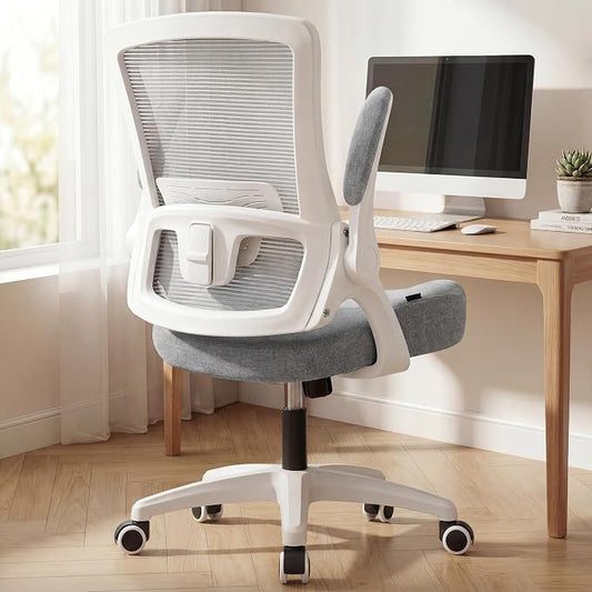 NEO CHAIR Office Desk Chair High Back Mesh Chair Adjustable Lumbar, Grey | Ergonomic High-Back Design with Breathable Mesh, Flip-Up Armrests, Comfortable Support for Home office or Computer Work