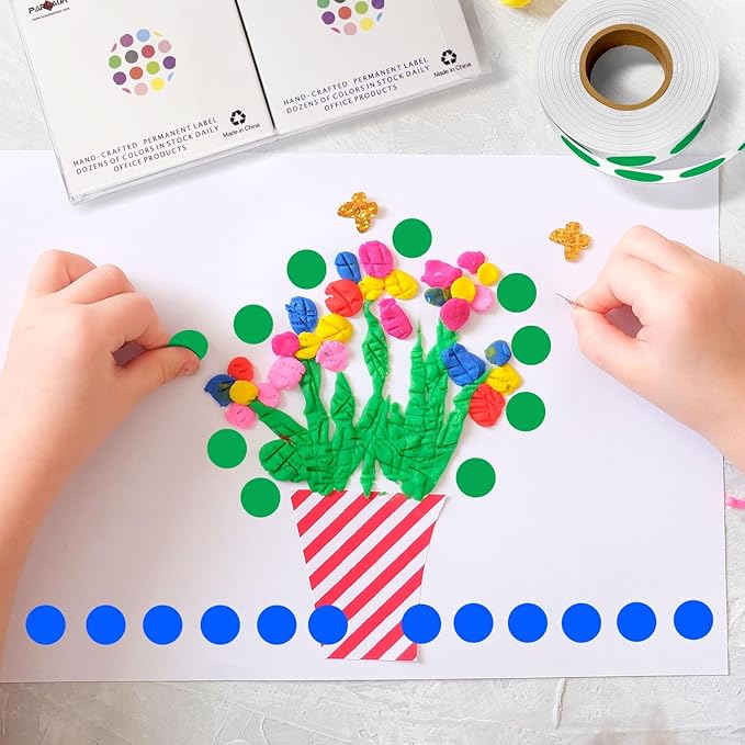 PARLAIM 1/2" Circle Dot Stickers 2 Rolls Pack 2000 Color Coded Labels for Home Commerce Business, Green + Blue