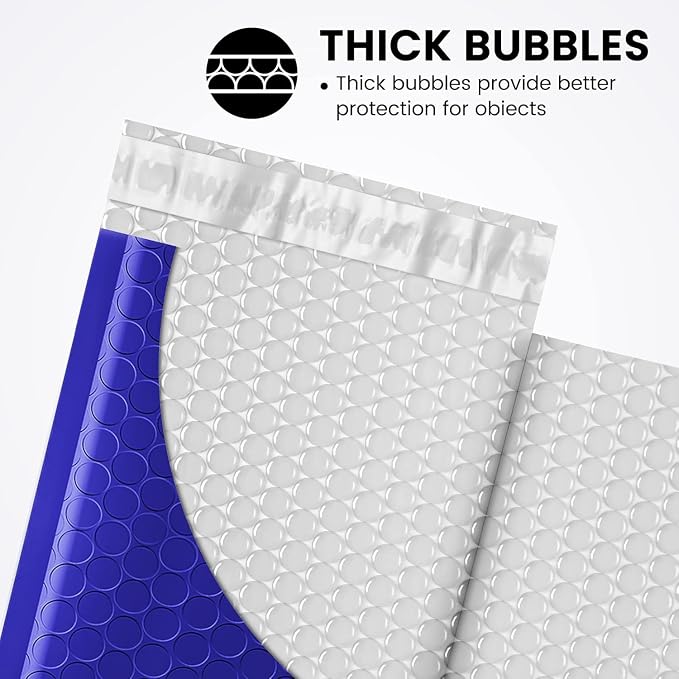 Fuxury Bubble Mailers 4x8" 200 Pack Waterproof Padded Envelopes | Usable Size 4x7,Royal Blue,Self Seal Bubble Envelopes Padded Mailers for Small Business,Trading Cards