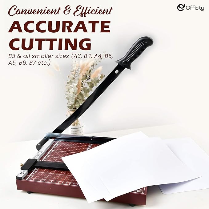 Guillotine Paper Cutter Heavy Duty, 18" Cut Length Wooden Paper Trimmer Cuts 12 Sheets, Accurate & Safe Paper Slicer Cutter for Cardstock, Photos, Crafts, Office, Home & Classroom
