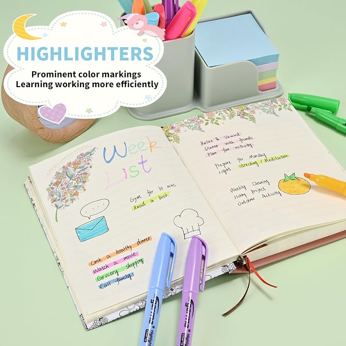 Cgerma Highlighters Assorted Colors Set, 12 Pack, Chisel Tip Bright Colors, Dry Quickly Colored Highlighters for Journaling, Study Notes, School Office Supplies