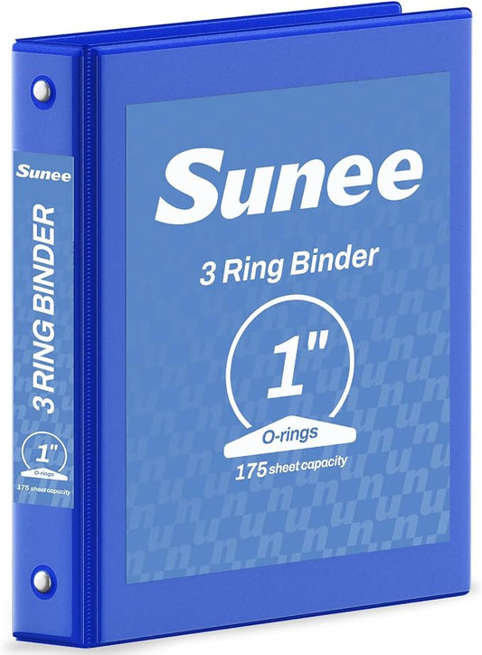 SUNEE 3 Ring Binder 1 Inch 1 Pack, Clear View Binder Three Ring PVC-Free (Fit 8.5x11 Inches) for School or Office Supplies, Cobalt Blue