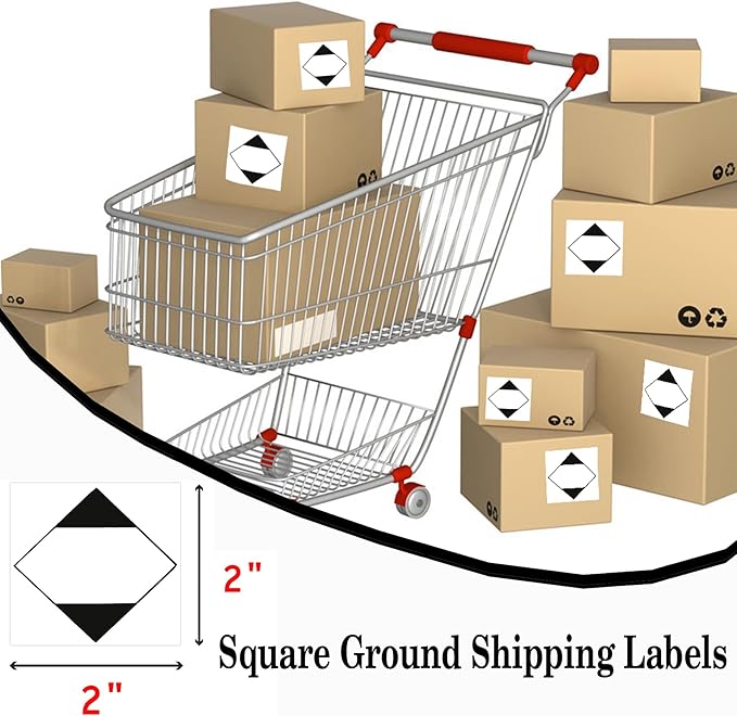 500 Pcs Square Ground Ormd Shipping Labels 2"x 2" New 2026 Dangerous Goods Labels for Warehouse Handling Transport Shipping Blank Diamond Limited Quantity Stickers