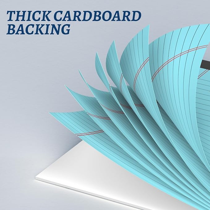 6 Pack 5 x 8 Inch Blue Legal Pads, Double-Sided Lined Notepads with Hard Backing for Office, School & Home, Thick Perforated No-Bleed Paper for Students, Teachers & Professionals