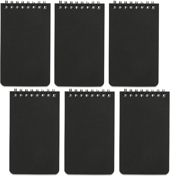 QiCheng Pocket Notebook Small Notepad Pocket Notepad Small Spiral Notebooks 3X5Inches (6-black)